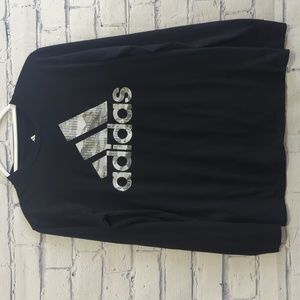Adidas Black and White Long Sleeve Graphic Print T Shirt Boys Size Large 14/16